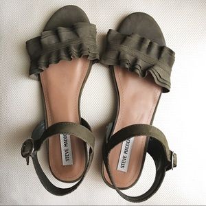 Olive Green Steve Madden Ruffle Sandals